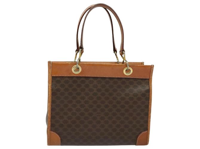 Céline Borsa a mano in tela Macadam CELINE in pelle PVC marrone oro Auth 122440 D'oro - vista 13