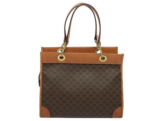 Céline Borsa a mano in tela Macadam CELINE in pelle PVC marrone oro Auth 122440 D'oro - vista 2
