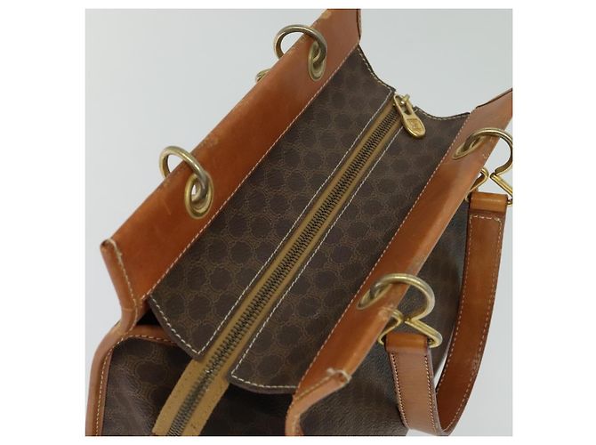 Céline Borsa a mano in tela Macadam CELINE in pelle PVC marrone oro Auth 122440 D'oro - vista 6