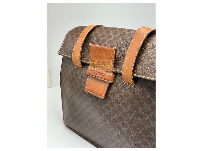 Céline Vintage Celine Monogramm Leder Tasche braun - Ansicht 11