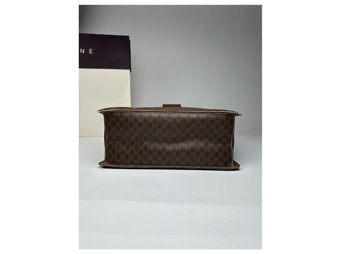Céline Vintage Celine Monogramm Leder Tasche braun - Ansicht 13