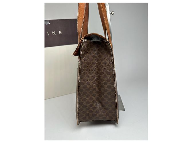 Céline Vintage Celine Monogramm Leder Tasche braun - Ansicht 14