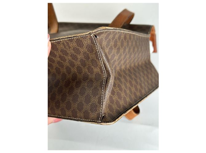 Céline Vintage Celine Monogramm Leder Tasche braun - Ansicht 15