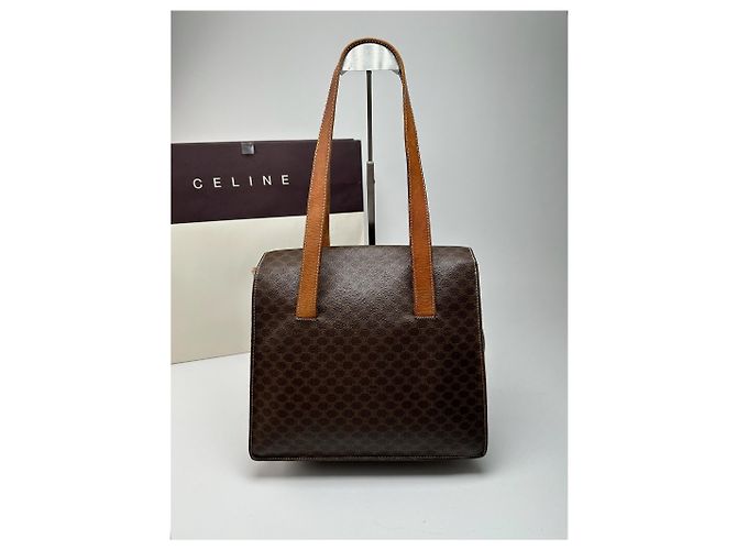 Céline Vintage Celine Monogramm Leder Tasche braun - Ansicht 2