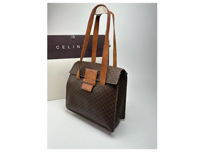 Céline Vintage Celine Monogramm Leder Tasche braun - Ansicht 5