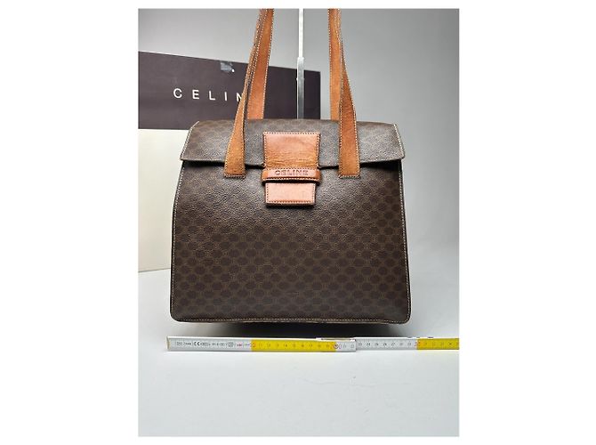 Céline Vintage Celine Monogramm Leder Tasche braun - Ansicht 7
