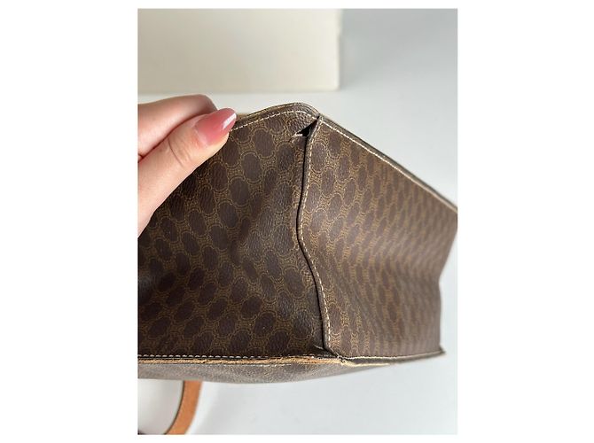Céline Vintage Celine Monogramm Leder Tasche braun - Ansicht 9