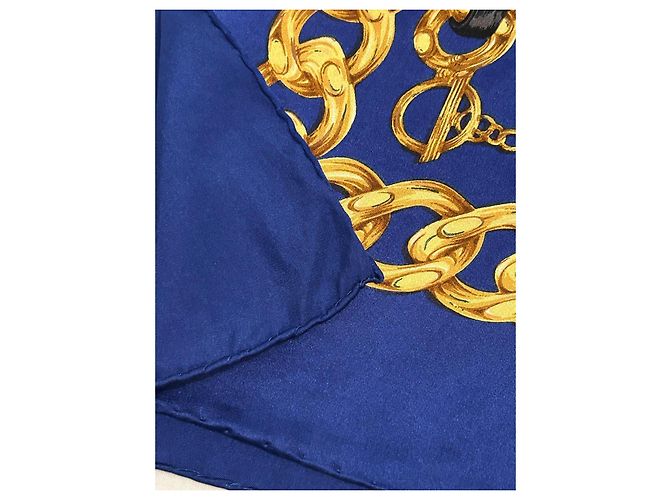 Foulard chanel seta 100 % seta 90 x 90 cm Blu scuro - vista 6