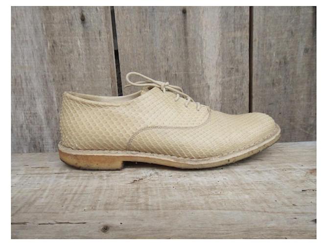 Richelieu Sartore en python couleur eggshell Blanc cassé - vue 2