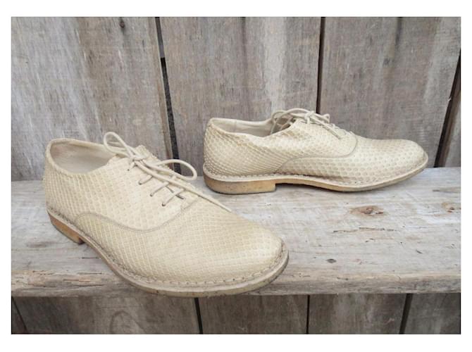 Richelieu Sartore en python couleur eggshell Blanc cassé - vue 8