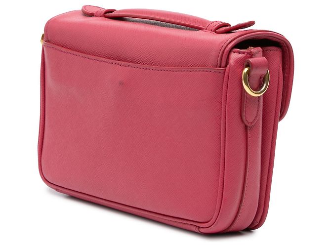 Borsa Sound Lock in Saffiano Rosa di Prada - vista 2