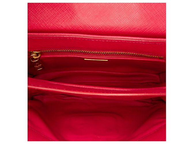 Borsa Sound Lock in Saffiano Rosa di Prada - vista 4