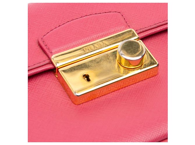 Borsa Sound Lock in Saffiano Rosa di Prada - vista 7