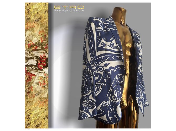 A Vintage little gem from Etro - Silk jacket White Blue - view 3