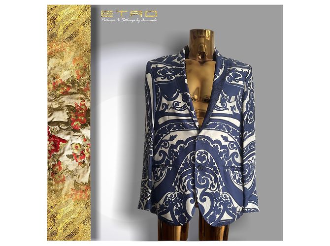 A Vintage little gem from Etro - Silk jacket White Blue - view 4