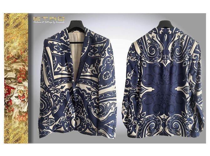A Vintage little gem from Etro - Silk jacket White Blue - view 5