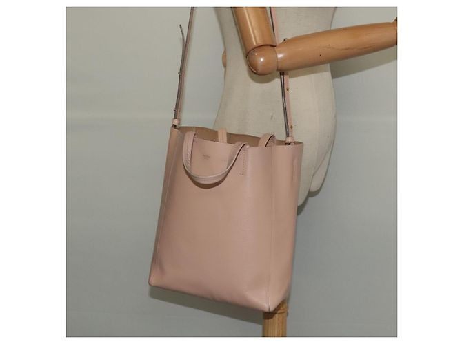 Céline Borsa a mano verticale in tela CELINE in pelle 2 in 1 rosa oro Auth sw418 D'oro - vista 21