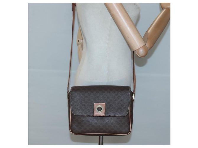 Céline Borsa a spalla in tela Macadam CELINE in pelle PVC marrone oro Auth 122540 D'oro - vista 19