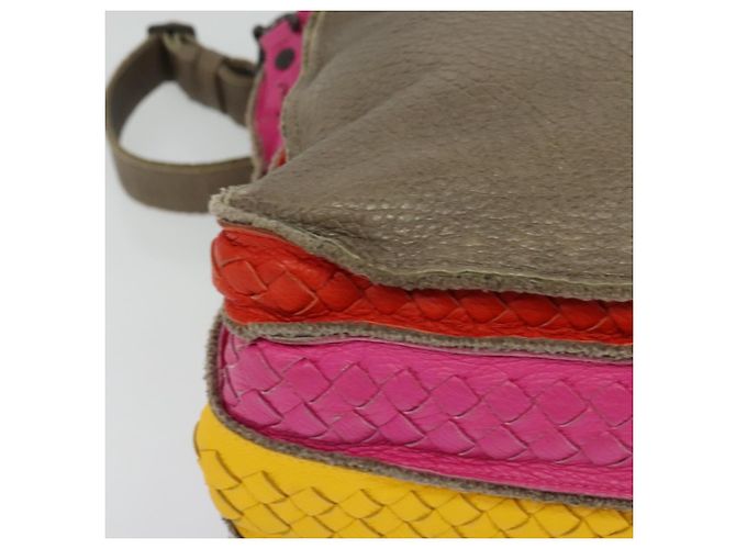 Autre Marque BORSA A SPALLA IN PELLE MULTICOLOR INTRECCIATO BOTTIGA VENETA Auth 122604 - vista 16