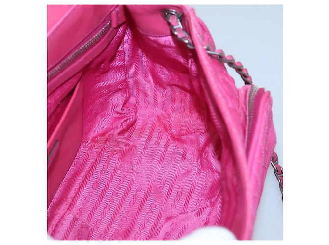 PRADA Borsa a Spalla con Catena in Nylon Rosa Auth 92071 - vista 20