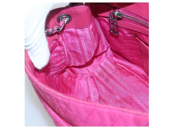 PRADA Borsa a Spalla con Catena in Nylon Rosa Auth 92071 - vista 21