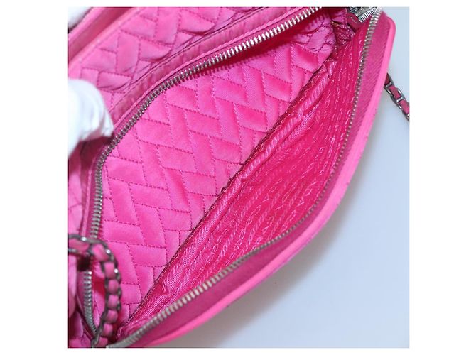 PRADA Borsa a Spalla con Catena in Nylon Rosa Auth 92071 - vista 24