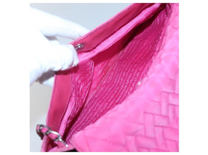 PRADA Borsa a Spalla con Catena in Nylon Rosa Auth 92071 - vista 25