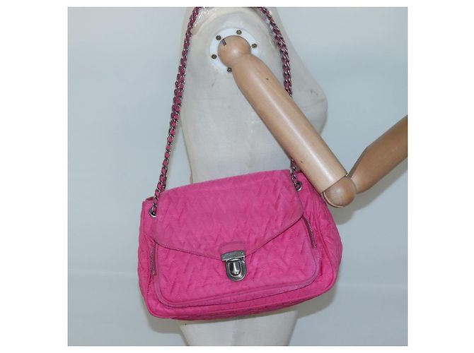 PRADA Borsa a Spalla con Catena in Nylon Rosa Auth 92071 - vista 26