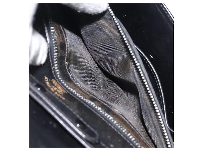 Borsa a spalla con catena GUCCI in pelle nera e oro Auth 121927 Nero D'oro - vista 12