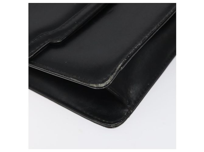 Borsa a spalla con catena GUCCI in pelle nera e oro Auth 121927 Nero D'oro - vista 15