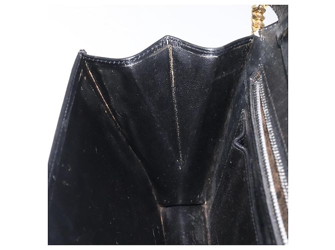 Borsa a spalla con catena GUCCI in pelle nera e oro Auth 121927 Nero D'oro - vista 20