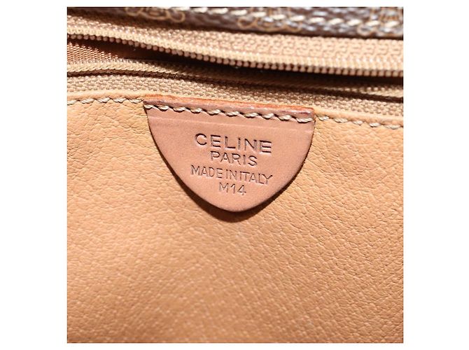 Céline Bolso de hombro de lona Macadam CELINE en cuero PVC marrón dorado Auth 117973 Castaño - vista 12