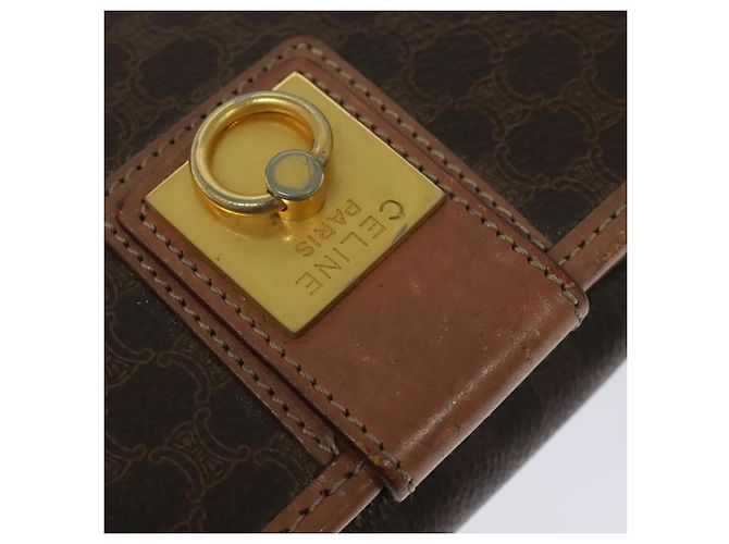Céline Bolso de hombro de lona Macadam CELINE en cuero PVC marrón dorado Auth 117973 Castaño - vista 18