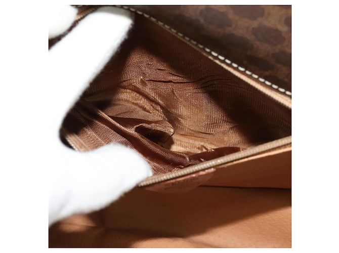Céline Bolso de hombro de lona Macadam CELINE en cuero PVC marrón dorado Auth 117973 Castaño - vista 22
