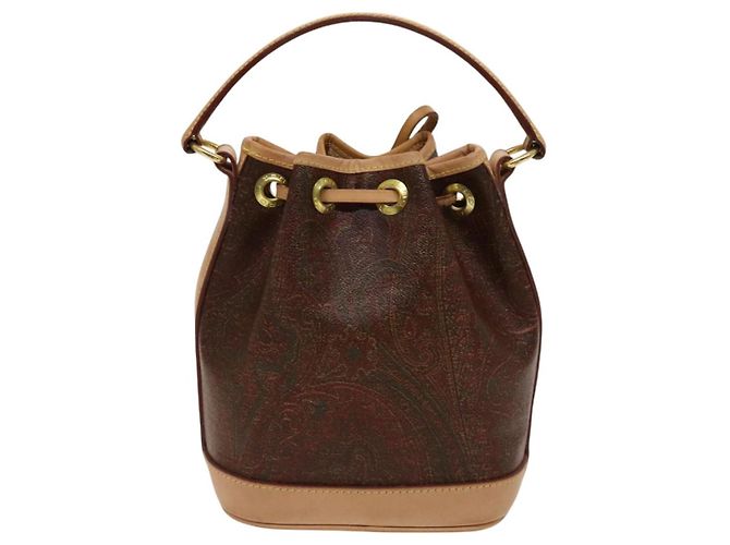 ETRO Borsa a Spalla Paisley PVC Marrone Oro Auth am8283 D'oro - vista 2