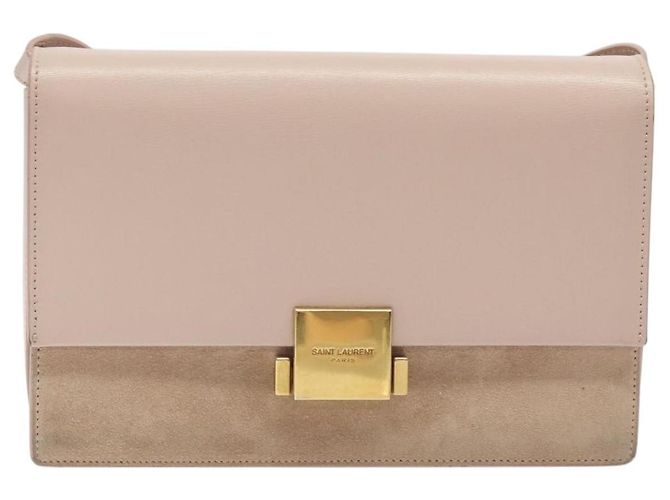 SAINT LAURENT Borsa a Spalla Bellecious in Pelle Scamosciata Rosa Auth sw424 - vista 13