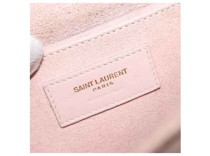 SAINT LAURENT Borsa a Spalla Bellecious in Pelle Scamosciata Rosa Auth sw424 - vista 19