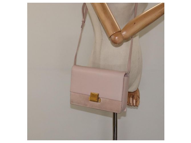 SAINT LAURENT Borsa a Spalla Bellecious in Pelle Scamosciata Rosa Auth sw424 - vista 24