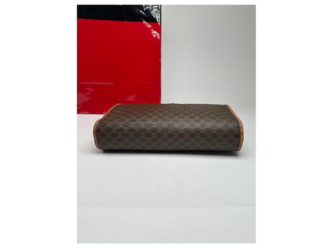 Triomphe Céline Clutch in pelle vintage Celine Paris marrone - vista 11