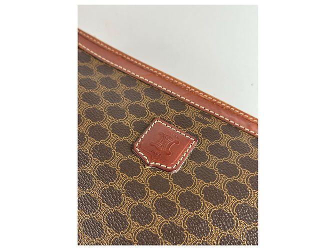 Triomphe Céline Clutch in pelle vintage Celine Paris marrone - vista 12