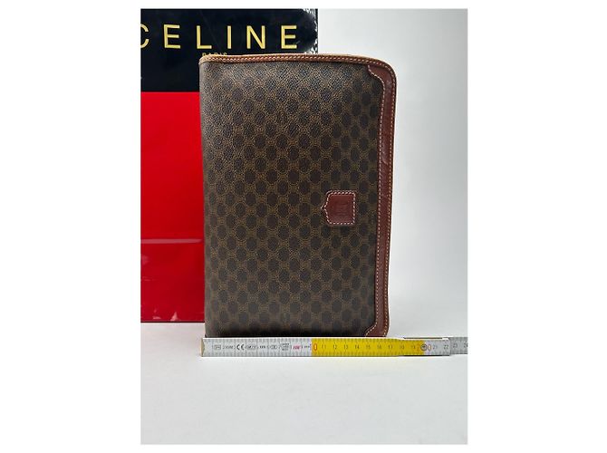 Triomphe Céline Clutch in pelle vintage Celine Paris marrone - vista 13