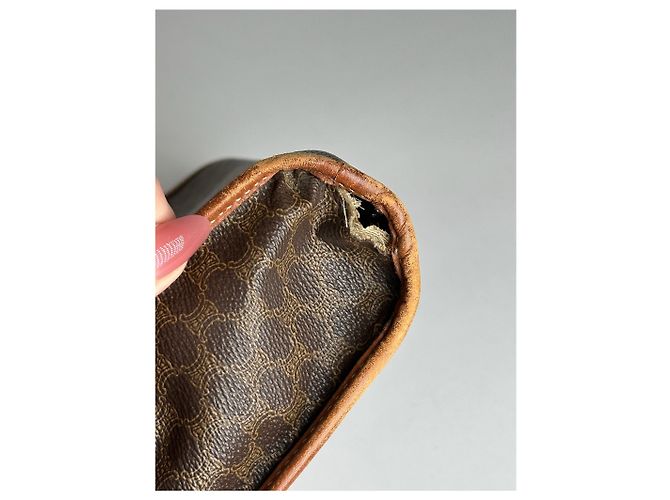 Triomphe Céline Clutch in pelle vintage Celine Paris marrone - vista 15