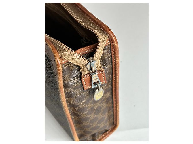 Triomphe Céline Clutch in pelle vintage Celine Paris marrone - vista 3