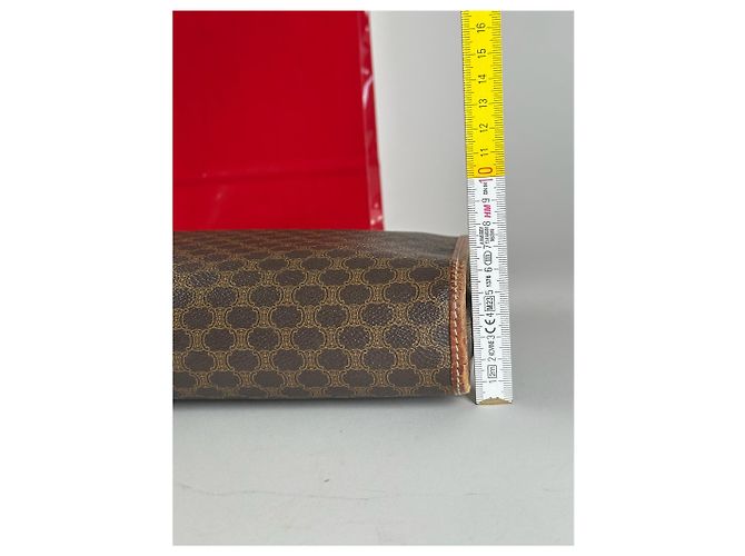 Triomphe Céline Clutch in pelle vintage Celine Paris marrone - vista 7