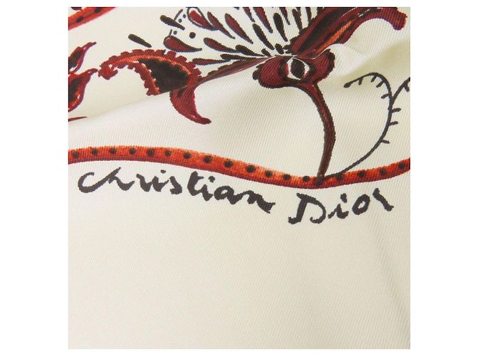 Foulard in seta rosso e bianco Christian Dior - vista 5