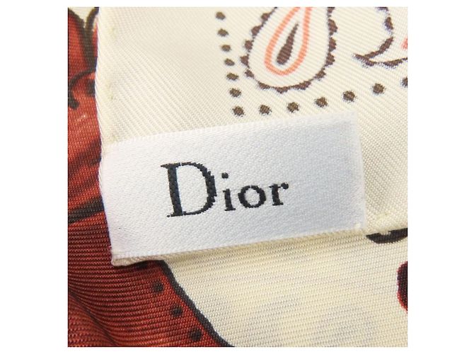 Foulard in seta rosso e bianco Christian Dior - vista 6