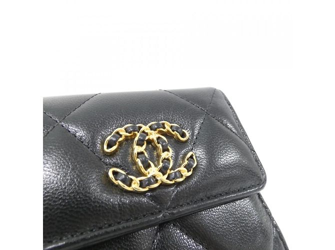 Billetera plegable Chanel 19 Línea AP1064 Negro Roja - vista 3
