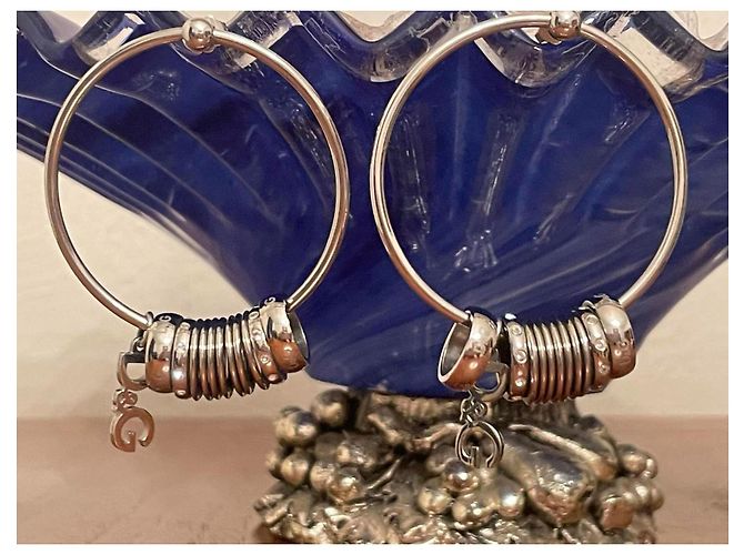 Splendidi orecchini DOLCE & GABBANA cerchio con sferette swarovski Argento - vista 4