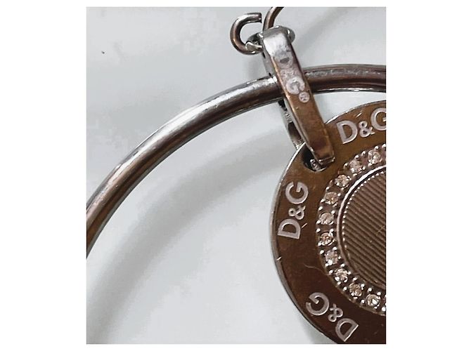 Ikonische Vintage-Hoops Ohrringe DOLCE & GABBANA mit einem Logo-Medaillon innen Silber - Ansicht 5