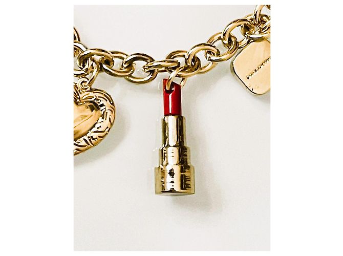 Delizioso bracciale DOLCE & GABBANA acciaio dorato charms rossetto e altri - vista 2